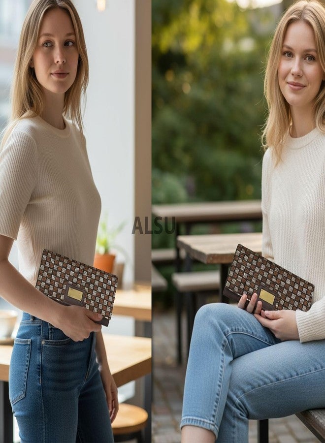 ALSU Premium Jute & Vegan Leather Women’s Wallet | Elegant Clutch Purse with 6 Card Slots, 3 Main Compartments & Zipper Pocket | Cruelty-Free, Eco-Friendly Designer Wallet for Everyday Use (irf-12br) - Image 2